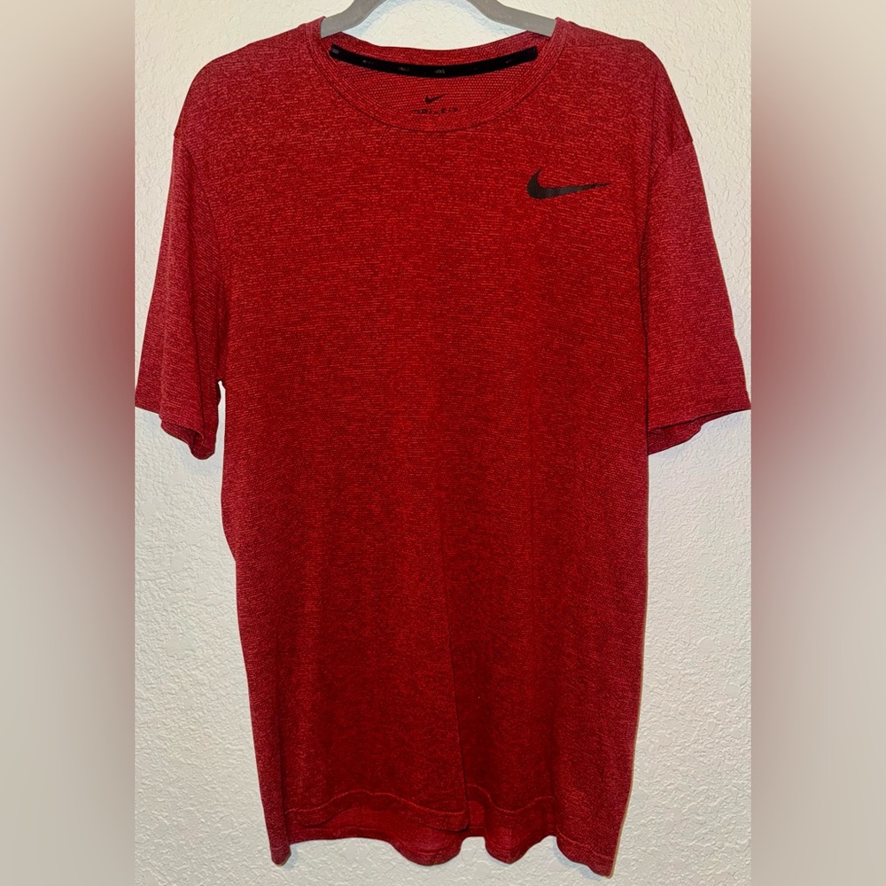 Nike Dri Fit red Swoosh short sleeve crew neck t-shirt